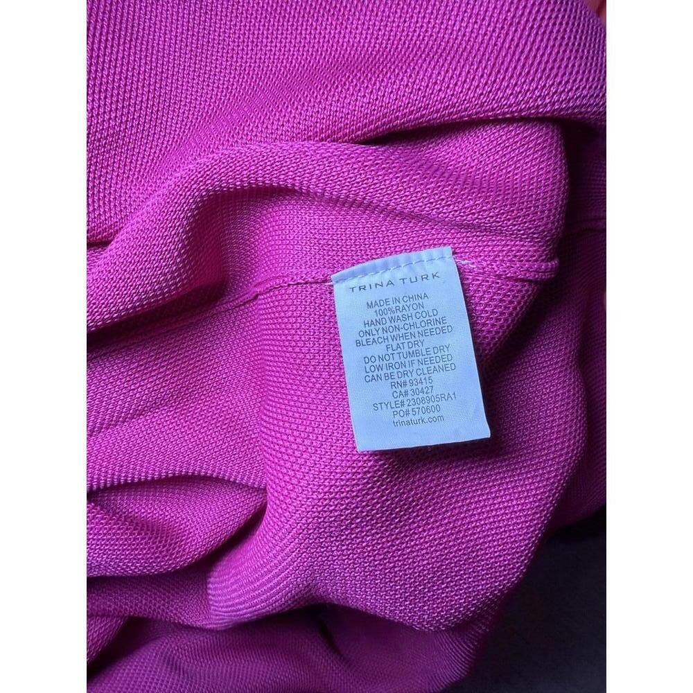 Trina Turk Long Sleeve Collared Dress in Magenta (0623) - Picture 6 of 6